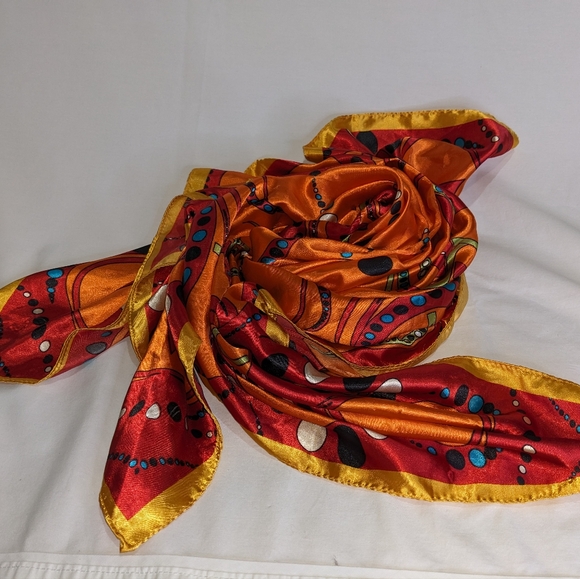 Colorful Large Printed Orange Fashion Scarf - Picture 8 of 8